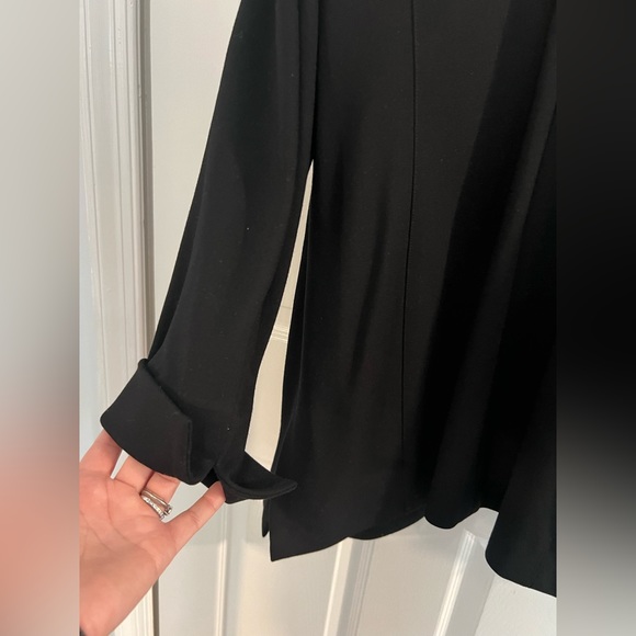 Nina McLemore PONTE KNIT CAR COAT Open Front Long Blazer Jacket Size 10 Black - Picture 12 of 16